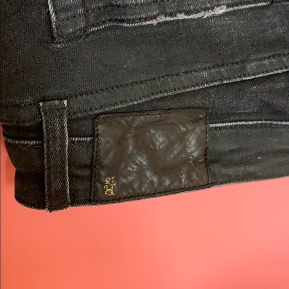 R13 distressed stretchy wax black skinny jeans 27 - Picture 3 of 6
